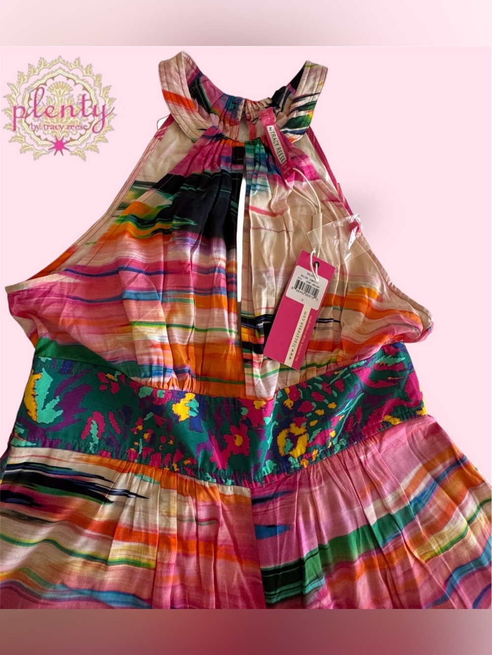🛍️SALE🛍️Plenty by Tracy Reese Bohemian Eclectic Multicolor Halter Jumpsuit - Picture 6 of 8